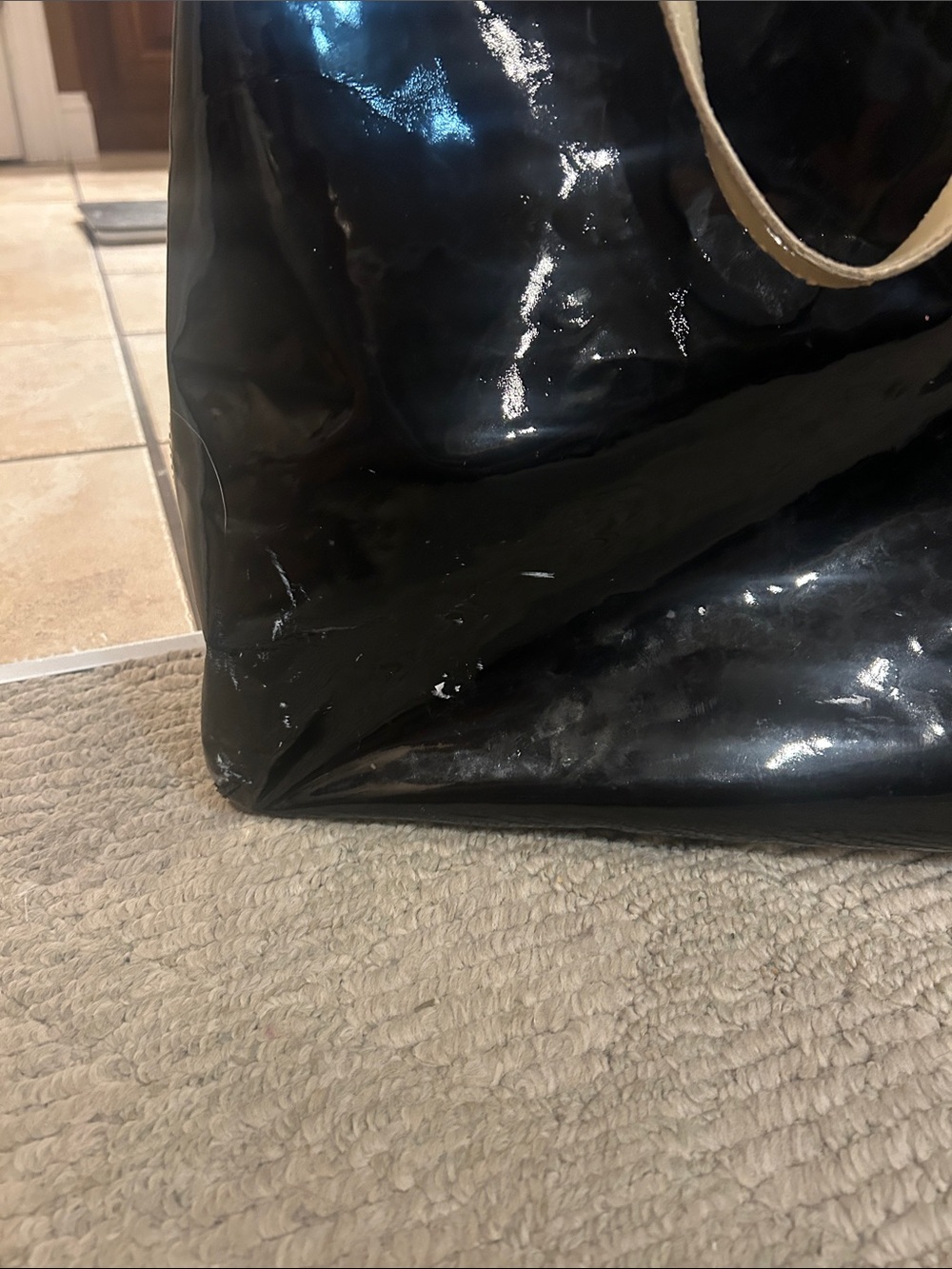 Tory Burch Black Patent Tote with White Trim - Picture 6 of 10